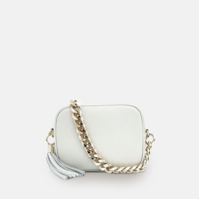Shop Apatchy London White Leather Crossbody Bag With Gold Chain Strap