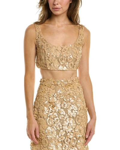 Shop Michael Kors Floral Lace Cropped Tank In Beige
