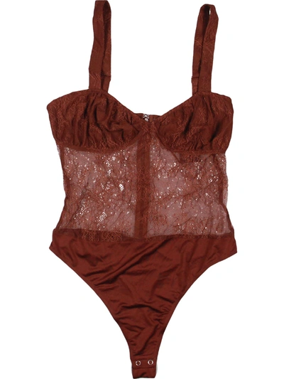 Shop Danielle Bernstein Womens Lace Thong Bodysuit In Brown