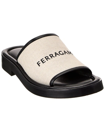 Ferragamo Sole Canvas Slides In Black