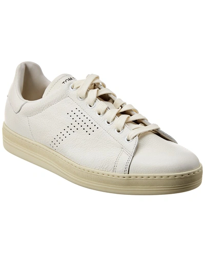 Shop Tom Ford Warwick Leather Sneaker In White