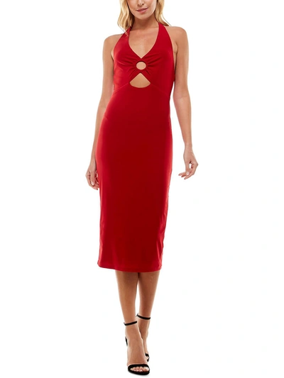 Shop B Darlin Juniors Womens Knit Halter Midi Dress In Red