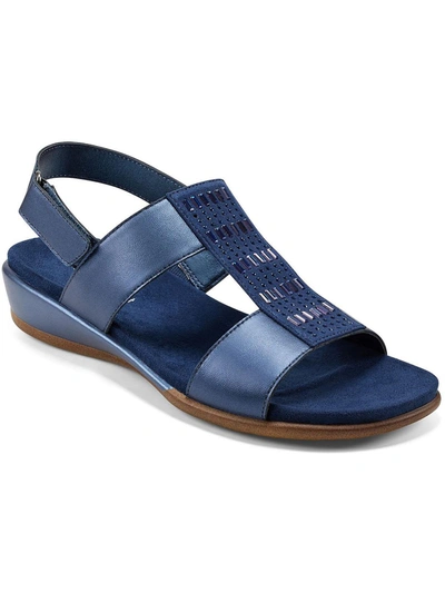 Shop Easy Spirit Hazel Womens Leather Adjustable Flat Sandals In Blue