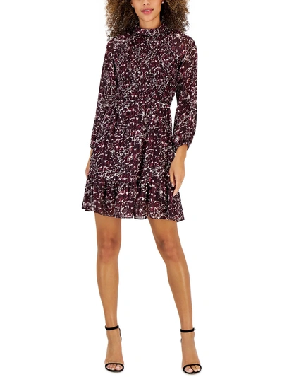 Shop Taylor Petites Womens Metallic Mini Fit & Flare Dress In Multi