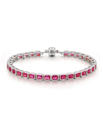 Shop Luv Aj Bezel Emerald Ballier Bracelet- Pink- Gold In Red