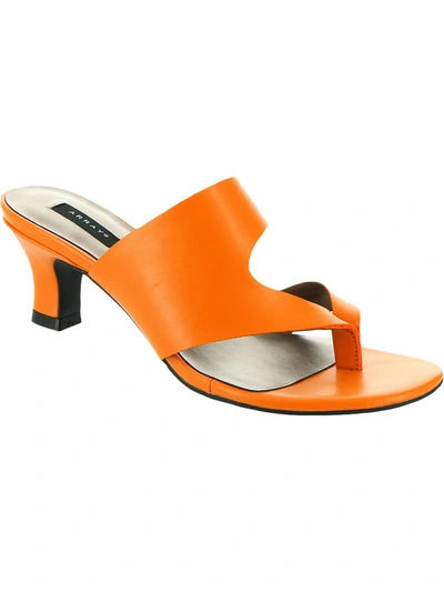 Shop Array Arden Womens Faux Leather Thong Heel Sandals In Orange