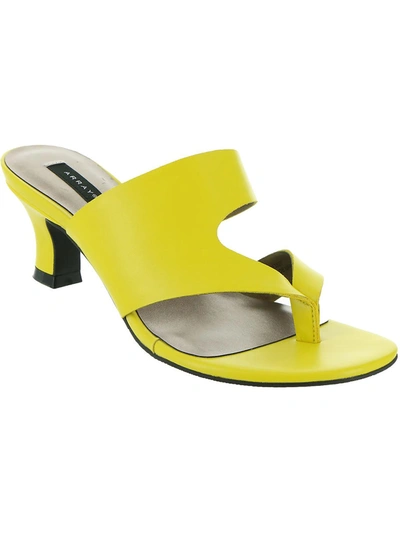 Shop Array Arden Womens Faux Leather Thong Heel Sandals In Yellow