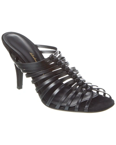 Shop Ferragamo Jessa Leather Sandal In Black