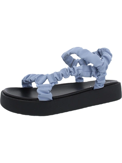 Shop Circus By Sam Edelman Harlene Womens Faux Leather Ankle Strap Flatform Sandals In Blue