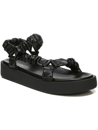 Shop Circus By Sam Edelman Harlene Womens Faux Leather Ankle Strap Flatform Sandals In Black