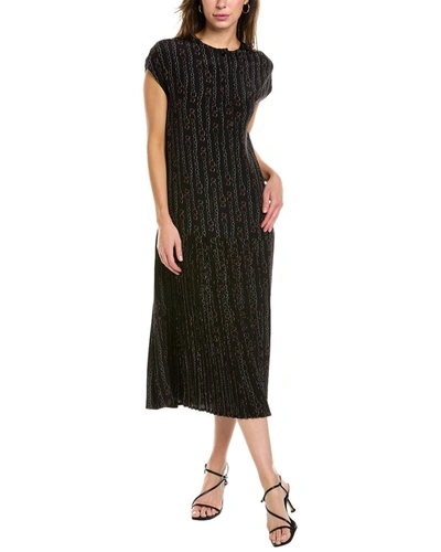 Shop Ferragamo Chain Print Silk Midi Dress In Black