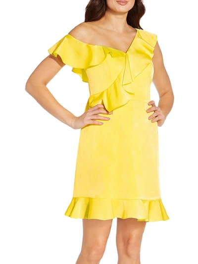 Shop Aidan Mattox Womens Satin Mini Cocktail And Party Dress In Yellow