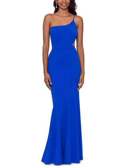 Shop Betsy & Adam Womens One Shoulder Long Evening Dress In Blue