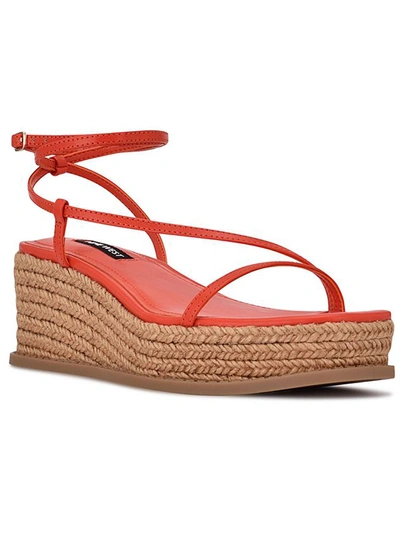 Shop Nine West Alexx3 Womens Strappy Platform Wedge Sandals In Orange