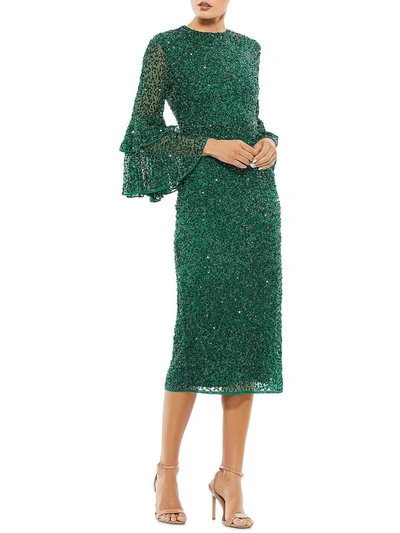 Shop Mac Duggal Womens Sequined Calf Midi Dress In Green