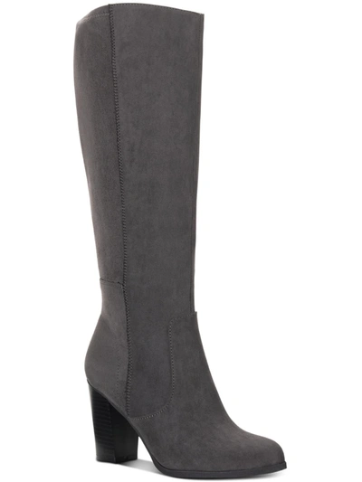 Shop Style & Co Addyy Womens Faux Suede Block Heel Knee-high Boots In Grey