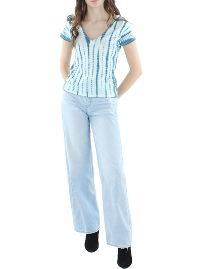 Shop Chaser Womens Tie Dye V Neck T-shirt In Blue