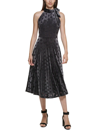 Shop Calvin Klein Womens Velvet Midi Halter Dress In Black