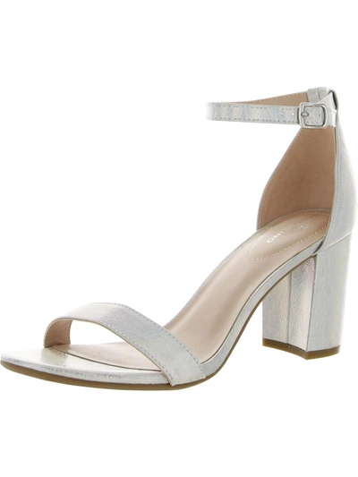 Shop Bandolino Armory Womens Patent Ankle Strap Heels In Silver