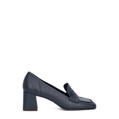 Aquatalia Carlina Leather Heeled Penny Loafers In Black