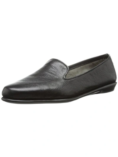 Shop Aerosoles Betunia Womens Leather Smoking Loafers In Black