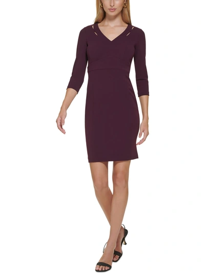 Shop Calvin Klein Petites Womens Panel Mini Sheath Dress In Purple