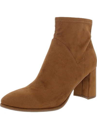 Shop Marc Fisher Dyvine Womens Faux Suede Covered Heel Ankle Boots In Brown