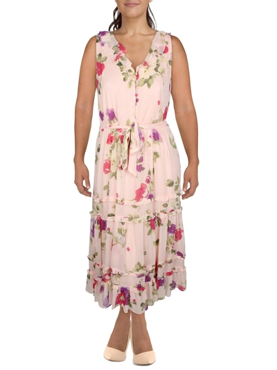 Shop Lauren Ralph Lauren Womens Floral Maci Midi Dress In Pink
