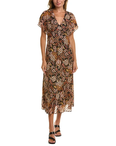 Shop Taylor Shadow Stripe Midi Dress In Brown