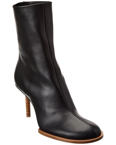 Shop Jacquemus Les Bottines Rond Carre Leather Ankle Boot In Black