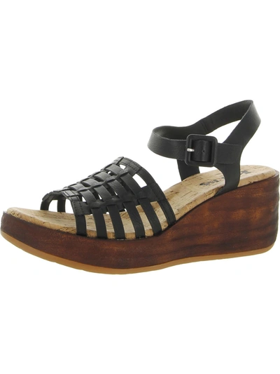 Shop Korks Marley Womens Faux Leather Summer Wedge Sandals In Black