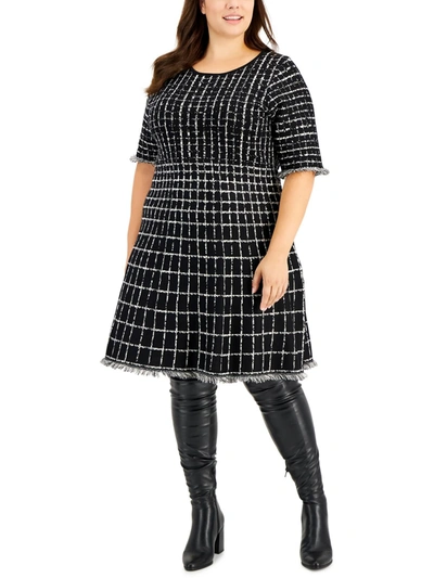 Shop Taylor Plus Womens Pattern Knee Sweaterdress In Black