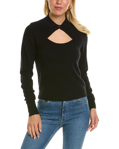 Shop Autumn Cashmere Cutaway Cashmere Polo Sweater In Black