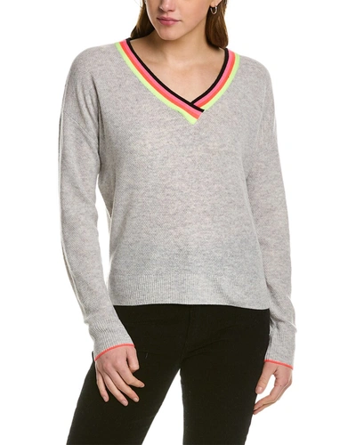 Shop Lisa Todd Neon V-neck Wool & Cashmere-blend Sweater In Grey
