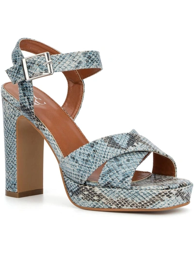 Shop New York And Company Adalia Womens Faux Suede Ankle Strap Platform Sandals In Silver