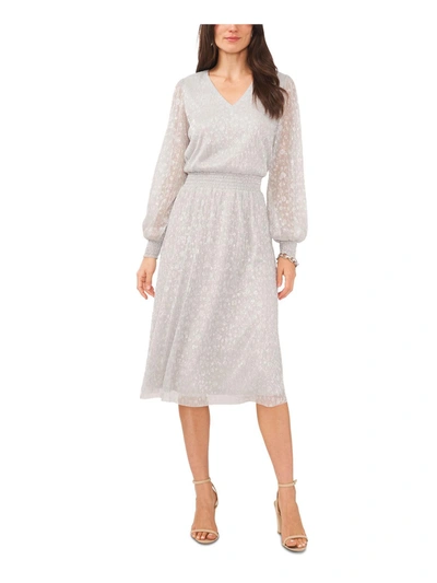 Shop Msk Womens Metallic Midi Cocktail And Party Dress In Grey