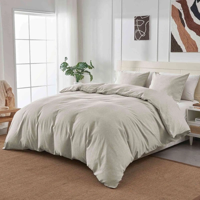 Puredown Peace Nest Solid Faux Flax Linen Duvet Cover Sets - Luxurious Comfort