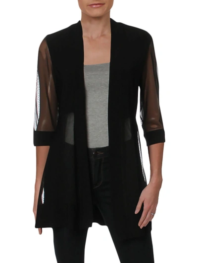 Shop R & M Richards Petites Womens Mesh Sheer Jacket In Black