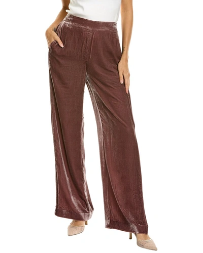 Shop Ted Baker Tansyat Velvet Silk-blend Wide Leg Trouser In Brown