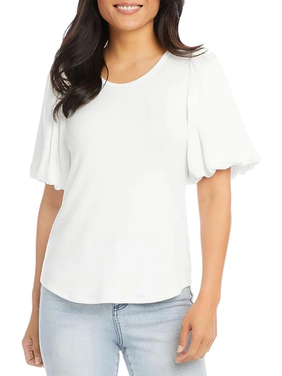 Shop Karen Kane Womens Mixed Media Scoop Neck Pullover Top In White