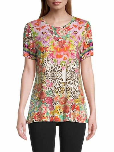 Shop Johnny Was Wild Garden Printed Puff-sleeve Flared T-shirt In Multi