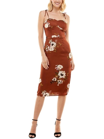 Shop Speechless Juniors Womens Floral Long Midi Dress In Brown