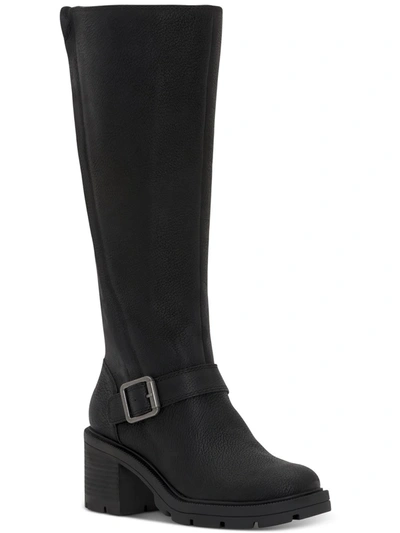 Shop Lucky Brand Scoty Womens Leather Pull On Knee-high Boots In Black