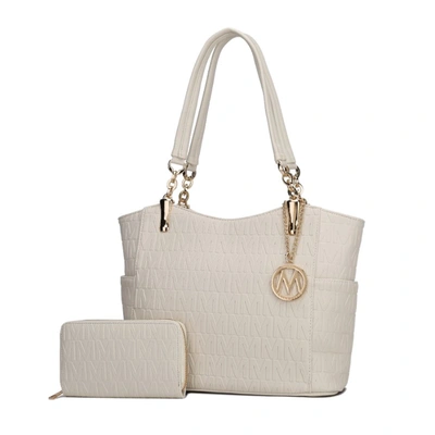 Mkf Collection By Mia K Allison Vegan Leather 2 Pcs Tote & Wallet Handbag In White