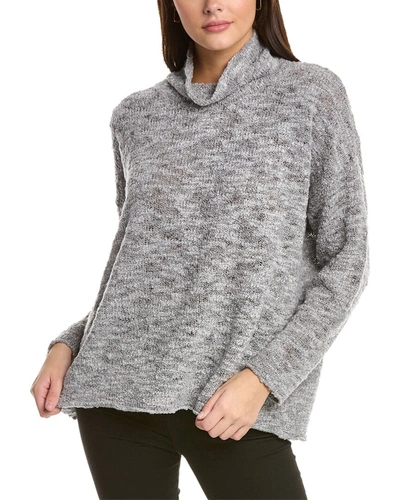 Shop Eileen Fisher Turtleneck Wool-blend Pullover In Grey