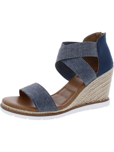 Me Too Gilly 15 Womens Metallic Stretch Wedge Heels In Blue