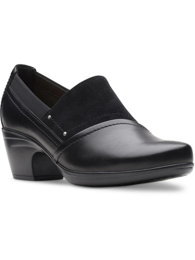 Shop Clarks Emily Step Womens Leather Slip On Loafers In Black