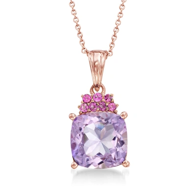 Ross-simons Amethyst And . Rhodolite Garnet Pendant Necklace In 18kt Rose Gold Over Sterling In Multi
