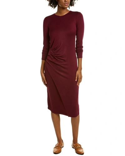 Shop Vince Gathered Midi Dress In Red