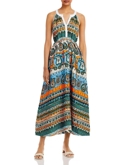 Shop Staud Womens Linen Long Maxi Dress In Multi